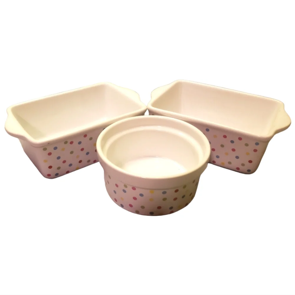 Vtg 3 Spring Forward Mini Ceramic Bakeware Dishes